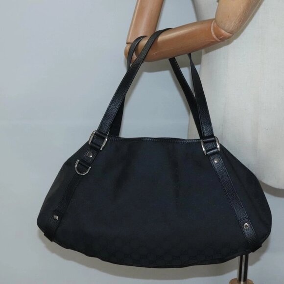 GUCCI GG Canvas Abbey Tote Bag Nylon Outlet Brown Silver - Picture 1 of 14